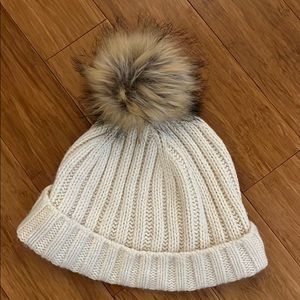 J crew cream Pom hat
